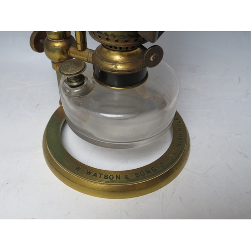 226 - A VICTORIAN MICROSCOPE OIL LAMP BY W.WATSON & SONS Ltd. HOLBORN LONDON, H 26 cm