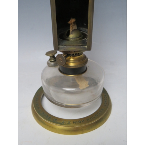 226 - A VICTORIAN MICROSCOPE OIL LAMP BY W.WATSON & SONS Ltd. HOLBORN LONDON, H 26 cm