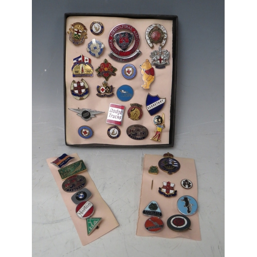 235 - A COLLECTION OF THIRTY FIVE METAL ENAMELLED BADGES, various subjects to include Jensen, B.M.W, RSPB ... 