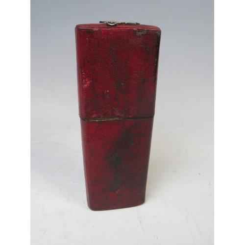 237 - A 19TH CENTURY DRAUGHTSMAN'S LEATHER COVERED DRAWING CASE WITH IMPLEMENTS
