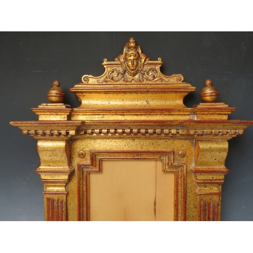 25 - A 20TH CENTURY DECORATIVE TABERNACLE STYLE FRAME, frame W 9.5 cm at sides and base, rebate 33 x 19 c... 