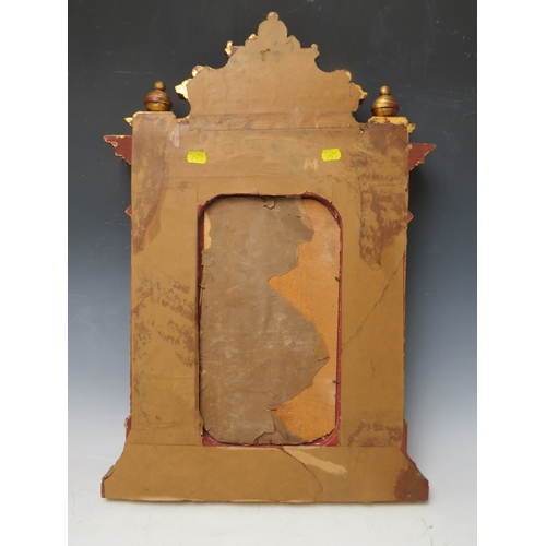 25 - A 20TH CENTURY DECORATIVE TABERNACLE STYLE FRAME, frame W 9.5 cm at sides and base, rebate 33 x 19 c... 