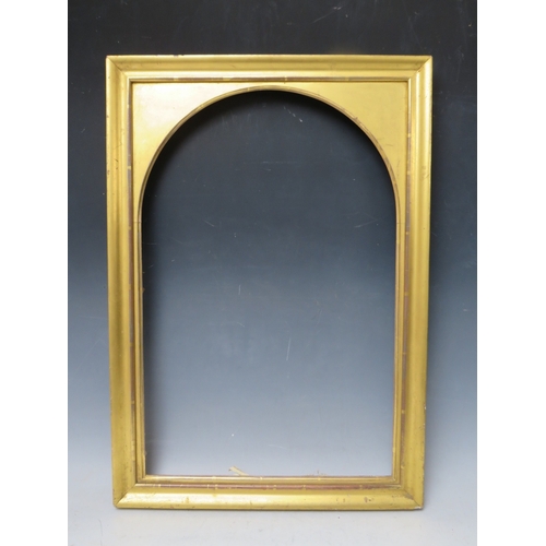 27 - A 19TH CENTURY GOLD FRAME, with arched gold slip, frame W 3 cm, slip rebate 54 x 35 cm, frame rebate... 