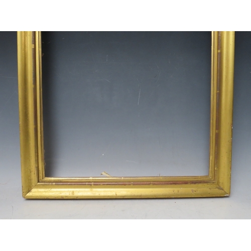 27 - A 19TH CENTURY GOLD FRAME, with arched gold slip, frame W 3 cm, slip rebate 54 x 35 cm, frame rebate... 