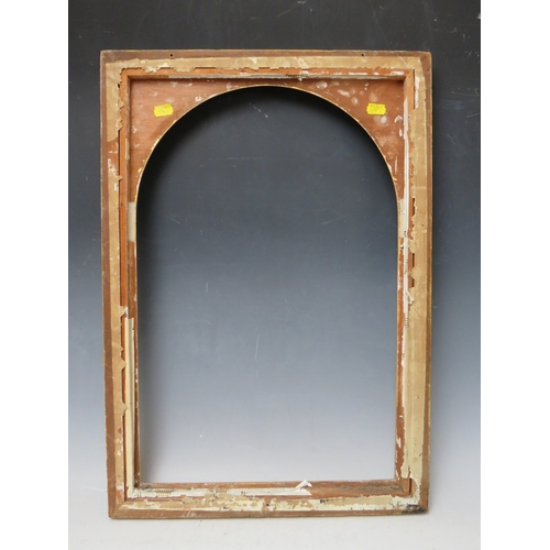 27 - A 19TH CENTURY GOLD FRAME, with arched gold slip, frame W 3 cm, slip rebate 54 x 35 cm, frame rebate... 