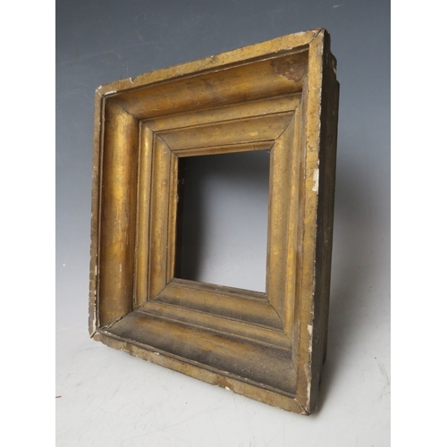 33 - A 19TH CENTURY GOLD MINIATURE FRAME, frame W 6.5 cm, rebate 13 x 12 cm