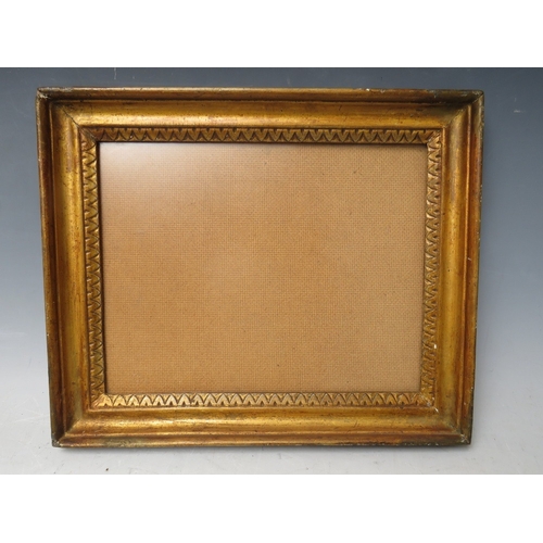 34 - A 19TH CENTURY GOLD FRAME, with inner design, glazed, frame W 4 cm, rebate 22 x 28 cm