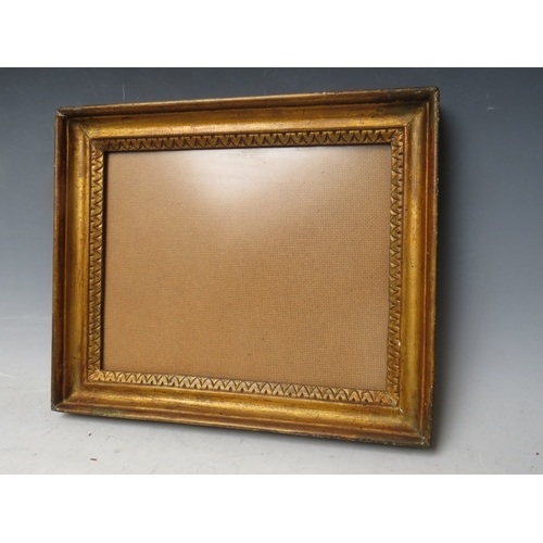 34 - A 19TH CENTURY GOLD FRAME, with inner design, glazed, frame W 4 cm, rebate 22 x 28 cm