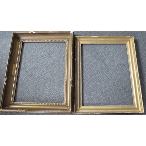 35 - A 19TH CENTURY GOLD FRAME, frame W 9 cm, rebate 62 x 46 cm, together with another similar frame, bot... 