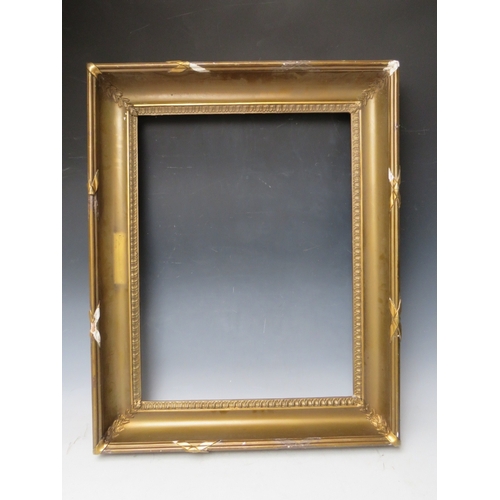 35 - A 19TH CENTURY GOLD FRAME, frame W 9 cm, rebate 62 x 46 cm, together with another similar frame, bot... 