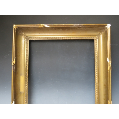 35 - A 19TH CENTURY GOLD FRAME, frame W 9 cm, rebate 62 x 46 cm, together with another similar frame, bot... 