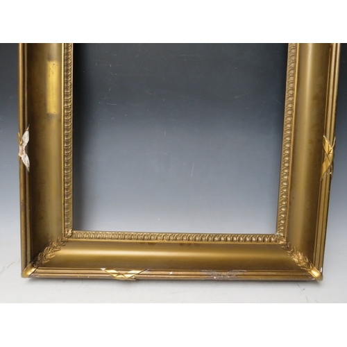 35 - A 19TH CENTURY GOLD FRAME, frame W 9 cm, rebate 62 x 46 cm, together with another similar frame, bot... 