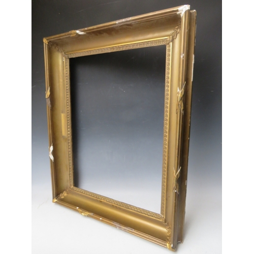 35 - A 19TH CENTURY GOLD FRAME, frame W 9 cm, rebate 62 x 46 cm, together with another similar frame, bot... 