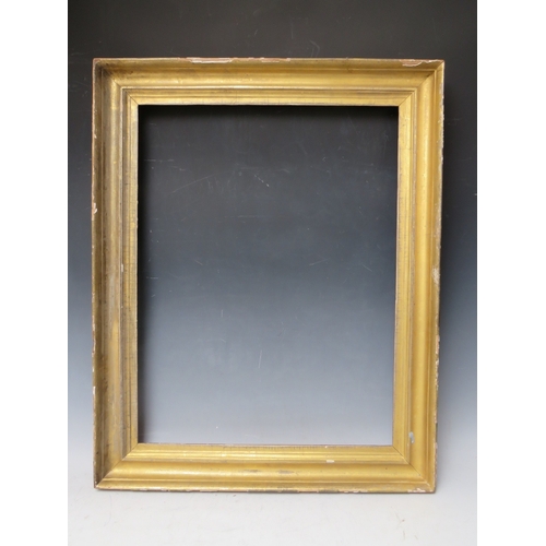 35 - A 19TH CENTURY GOLD FRAME, frame W 9 cm, rebate 62 x 46 cm, together with another similar frame, bot... 