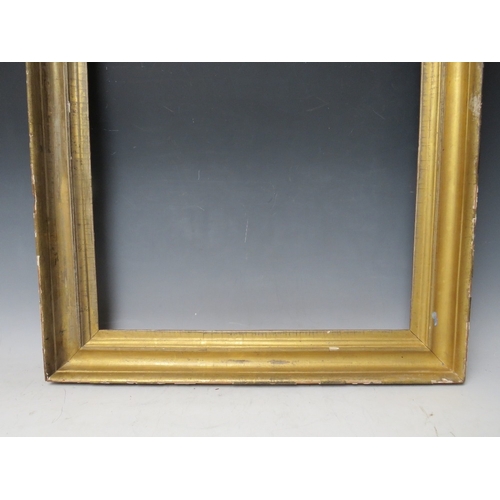 35 - A 19TH CENTURY GOLD FRAME, frame W 9 cm, rebate 62 x 46 cm, together with another similar frame, bot... 