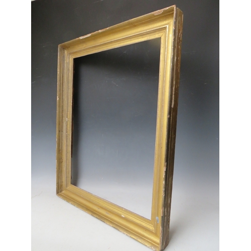 35 - A 19TH CENTURY GOLD FRAME, frame W 9 cm, rebate 62 x 46 cm, together with another similar frame, bot... 