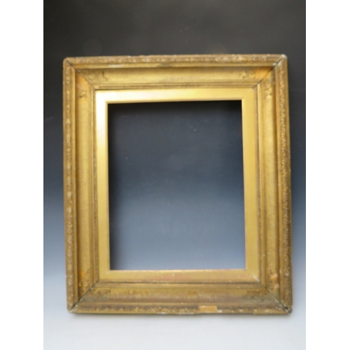 36 - A 19TH CENTURY GOLD FRAME, with gold slip and acanthus leaf design to outer edge, frame W 9.5 cm, sl... 