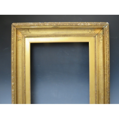 36 - A 19TH CENTURY GOLD FRAME, with gold slip and acanthus leaf design to outer edge, frame W 9.5 cm, sl... 