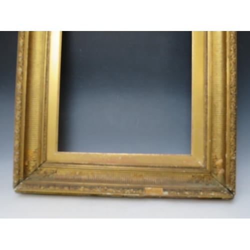 36 - A 19TH CENTURY GOLD FRAME, with gold slip and acanthus leaf design to outer edge, frame W 9.5 cm, sl... 