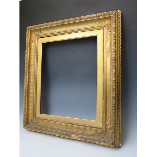 36 - A 19TH CENTURY GOLD FRAME, with gold slip and acanthus leaf design to outer edge, frame W 9.5 cm, sl... 