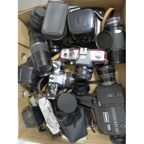 378 - THREE BOXES OF OLD MIXED CAMERAS
