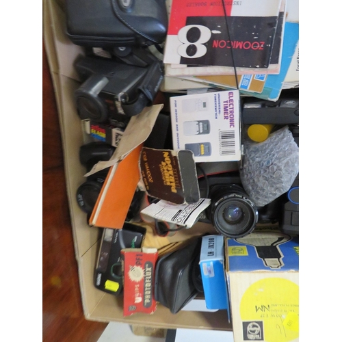 378 - THREE BOXES OF OLD MIXED CAMERAS