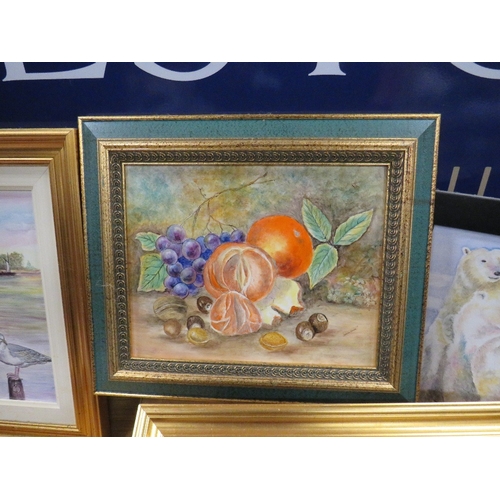 476 - A SELECTION OF FRAMED HAND PAINTED CERAMIC PLAQUES