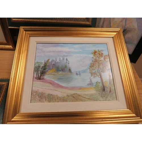 476 - A SELECTION OF FRAMED HAND PAINTED CERAMIC PLAQUES
