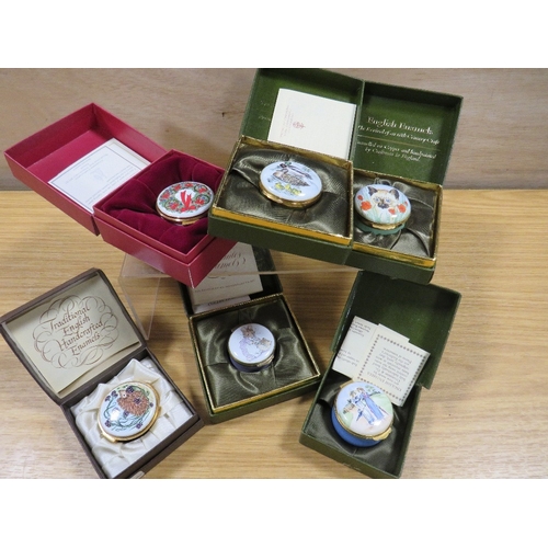478 - A COLLECTION OF BOXED STAFFORDSHIRE ENAMEL BOXES