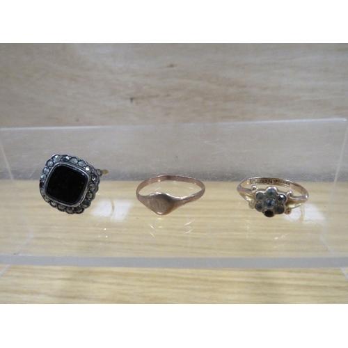 480 - THREE 9 CARAT GOLD RINGS A/F approx combined weight 5.8g