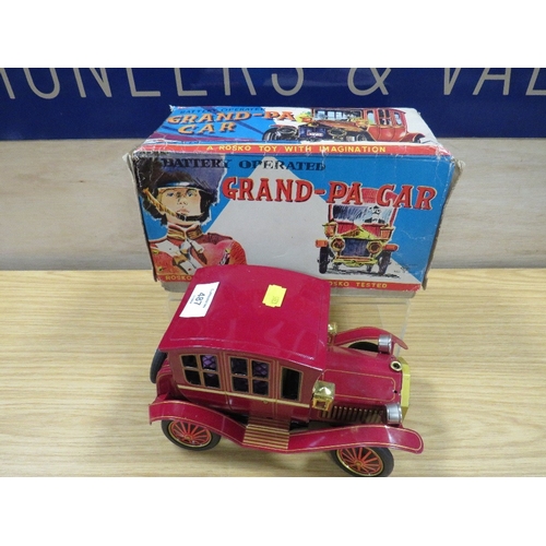 487 - VINTAGE GRAND-PA-CAR TINPLATE CAR BOXED
