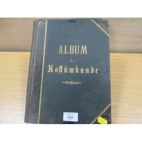 492 - A FOLIO FOLDER CONTAINING MANY CENTRAL AND EUROPIAN COLOUR ENGRAVINGS OF PEOPLE IN TRADITION  DRESS