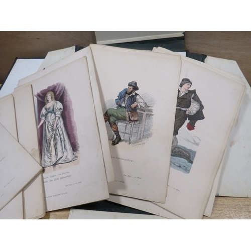 492 - A FOLIO FOLDER CONTAINING MANY CENTRAL AND EUROPIAN COLOUR ENGRAVINGS OF PEOPLE IN TRADITION  DRESS