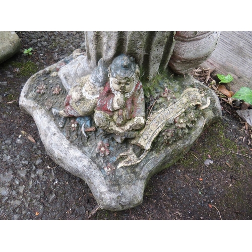 706 - FOUR GARDEN CONCRETE ORNAMENTS TO INCLUDE PLANTERS AND A BIRD BATH
