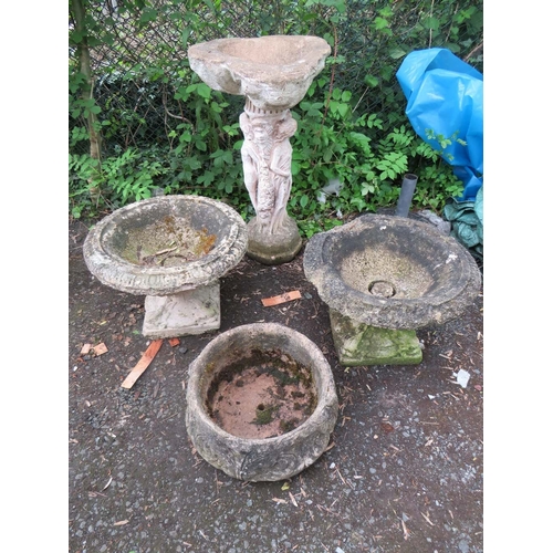 708 - FOUR TIMES TO INCLUDE A CONCRETE FOUNTAIN AND PEDESTAL GARDEN PLANTERS