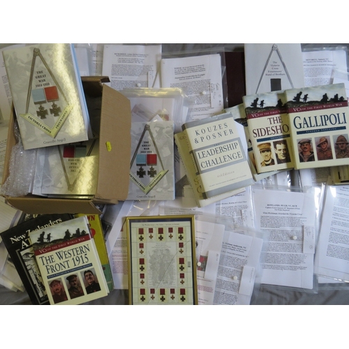 213 - MILITARY AND VICTORIA CROSS INTEREST BOOKS, together with a quantity of related photocopied document... 