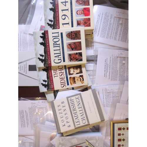 213 - MILITARY AND VICTORIA CROSS INTEREST BOOKS, together with a quantity of related photocopied document... 