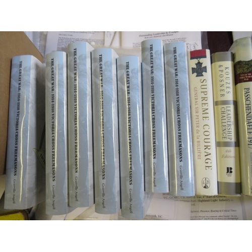 213 - MILITARY AND VICTORIA CROSS INTEREST BOOKS, together with a quantity of related photocopied document... 