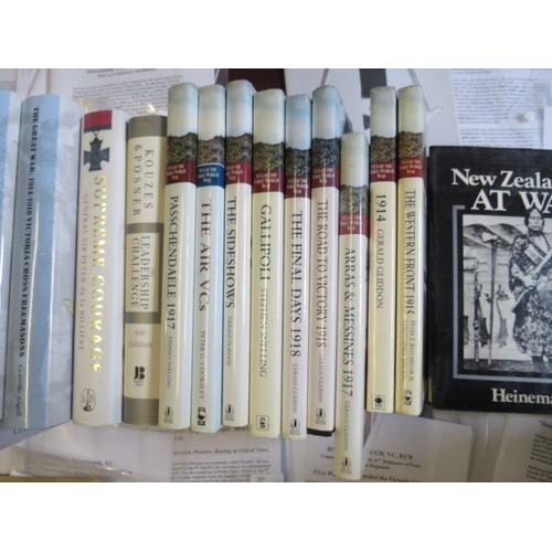213 - MILITARY AND VICTORIA CROSS INTEREST BOOKS, together with a quantity of related photocopied document... 
