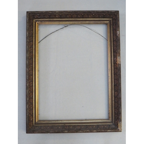 24 - A 19TH CENTURY GOLD FRAME, with leaf design to inner edge and acanthus leaf design to outer edge, fr... 