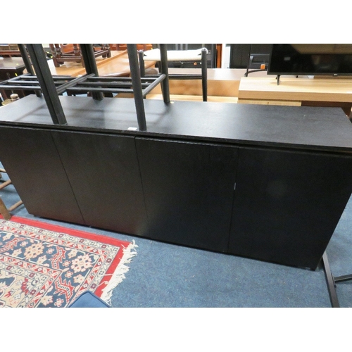 836 - A MODERN BLACK AND METAL SIDEBOARD W- 182CM