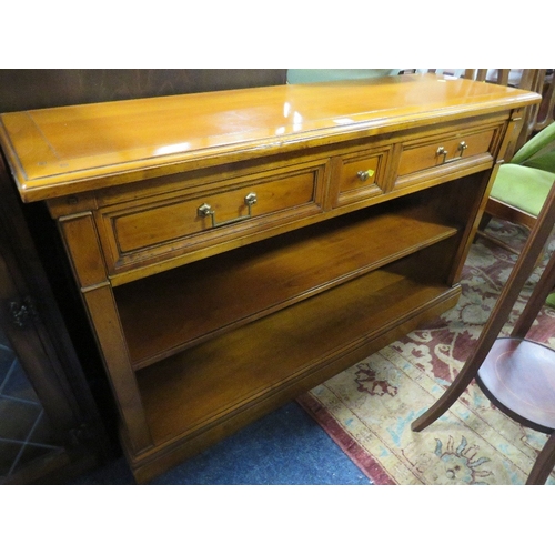 854 - A MODERN CHERRY WOOD OPEN CONSOLE TABLE W-130CM