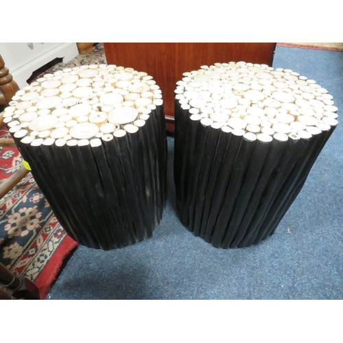 858 - A PAIR OF UNUSUAL LOG EFFECT STOOLS