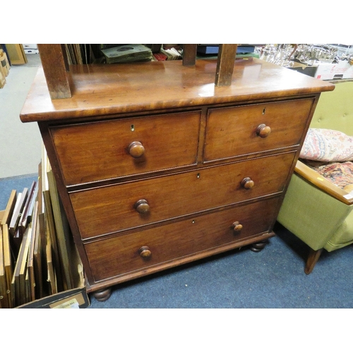 879 - A VICTORIAN MAHOGANY FOUR DRAWER CHEST