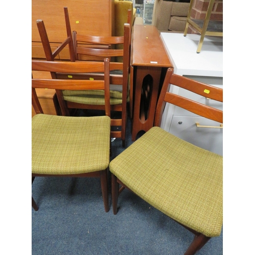 887 - A MID CENTURY TEAK DROP LEAF TABLE AND FOUR CHAIRS