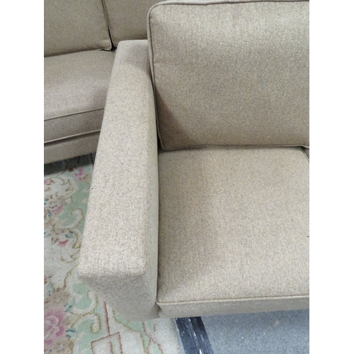 895 - A THREE SEATER CAMEL SOFA TOGETHER WITH A TWO SEATER CAMEL SOFA