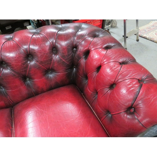 902 - OX BLOOD LEATHER CHESTERFIELD SOFA