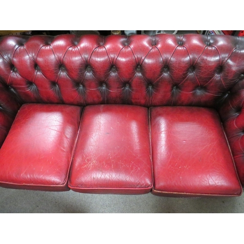 902 - OX BLOOD LEATHER CHESTERFIELD SOFA