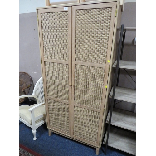 904 - WICKER STYLE TWO DOOR MODERN WARDROBE