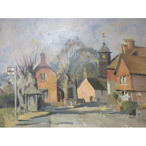 65 - EDWARD WESSON (1910-1983). A rural village scene, signed lower right, oil on board, framed, 46 x 57 ... 